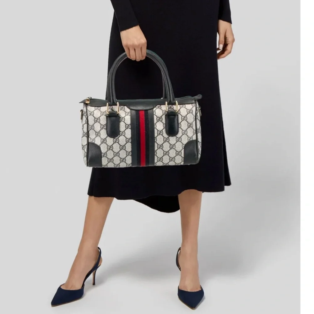 Gucci Black and Cream Satchel with Leather Trim - Picture 2 of 10